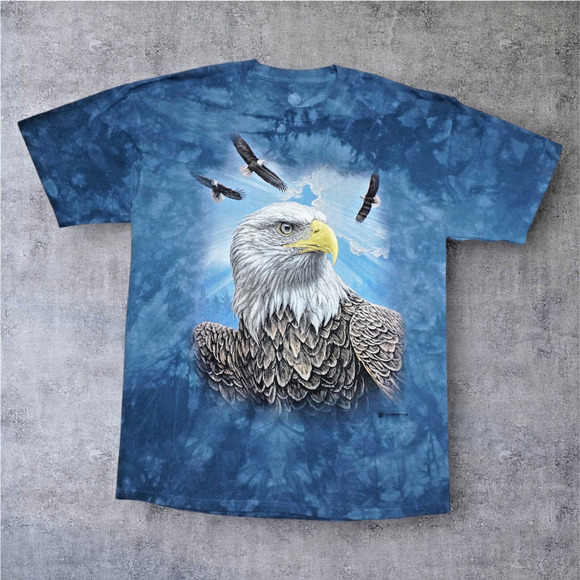 The Mountain Bald Eagle Nature Graphic Tee Shirt Blue Tie Dye USA – Size L - Picture 3 of 6